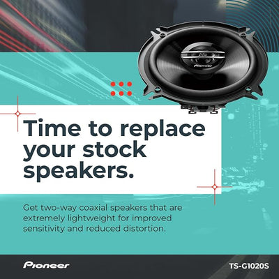 Pioneer G-Series TS-G1020S 4” 2-Way Speakers (Pair) – 210W Max, Crisp Highs + Clear Vocals, Great Stock Replacement, High-Efficiency Speaker Designed for OEM Power
