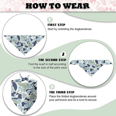 KEIAHUAN Fish Camo Dog Bandanas Reversible Washable Puppy Triangle Scarfs Cat Bandanas Adjustable Soft Pet Accessories Grooming Supplies