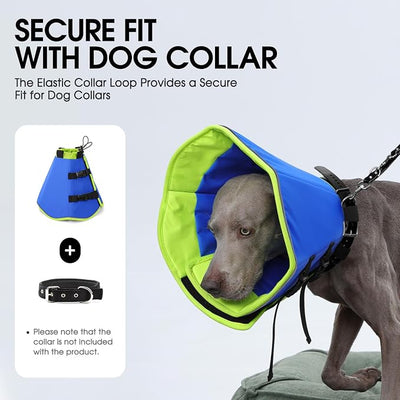 Dog Cones for Medium Dogs, Soft Cone for Dogs to Stop Licking, Comfy Dog Cone with Elastic Collar Loop, Recovery E-Collar Alternative for Wound Healing After Surgery, Blue M