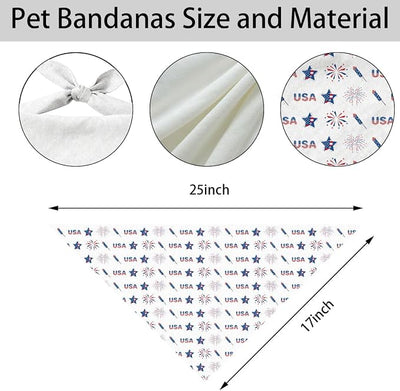 4th of July Dog Bandana, USA Firework Star Pet Triangle Scarf for Parade BBQ Party Outfit, Patriotic Neckerchief for Small Medium Dogs, Independence Day Puppy Gift