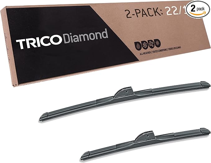 TRICO Diamond 22" + 16" Super Premium Automotive Replacement Windshield Wiper Blades (Set of 2), Passenger and Driver Side All-Weather Beam Wiper Blades for Select Vehicle Models (Item #25-2216)