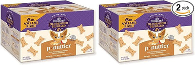 Old Mother Hubbard Wellness P-Nuttier Dog Biscuits,Natural,Training Treats,Peanut Butter Flavor,Mini Size,(6 Pound Box),(Pack of 2)