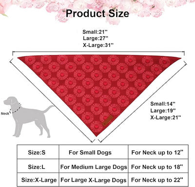 ADOGGYGO Valentines Dog Bandana 2 Pack, Heart Sunburst Eyelash Print Pet Scarf, Durable Fabric, Red Pink Valentine Bandanas for Extra Large Dogs (X-Large)