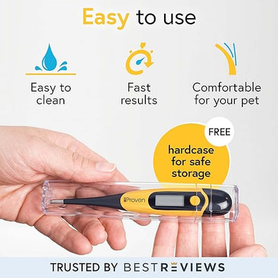 iProven Dog & Cat Thermometer for Accurate Fever Detection, Comfortable Flexible Tip, Waterproof Pet Thermometer, Fast Readings in 20 sec, Whelping and Veterinary Supply, DTK-117Y
