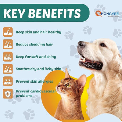 Omega 3 Fish Oil for Dogs, 200 Soft Chews (450g) - Skin and Coat Supplement - Itch & Allergy Relief, Shedding Control & Hot Spots Support - with EPA & DHA, Natural Chicken Flavor
