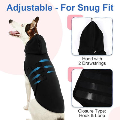 Dog Anxiety Calming Vest, Dog Calming Vest with Ear Cover, Anxiety Jacket for Large Dogs, Dog Compression Shirt Anxiety for Separation, Fireworks, Vet Visits, Travel (Black, XL)