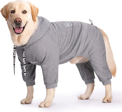 Dog Hoodies Winter Coat for Large Medium Dogs, Pullover 8 Legs Warm Coat Hooded Sweatshirt, Fleece Hoodie for Cold Weather (Grey, 2X-Large)