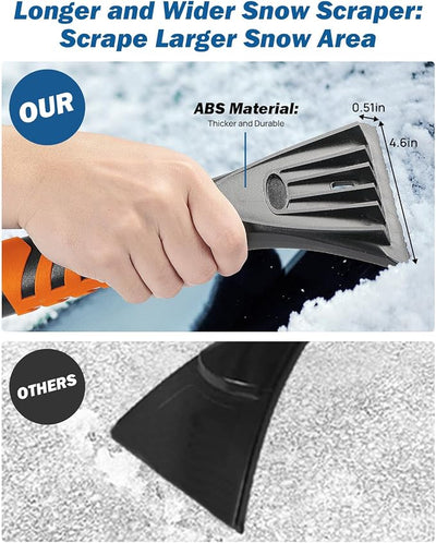 JOYTUTUS 41.5IN Extendable Snow Brush and Ice Scraper, 270°Pivoting Snow Scraper Brush for Car Windshield, Telescoping Ice Scraper, Foam Grip, Heavy Duty Snow Remover for Cars, Trucks, SUV (Orange)