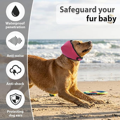 Adhiper Upgrade Dog Ear Muffs Wraps Noise Protection Quiet Ears, Elastic Waterproof Dog Ear Covers for Grooming, Bath, Drying, Swim & Anxiety Relief Reserved Ear Room Design (Red/Small)