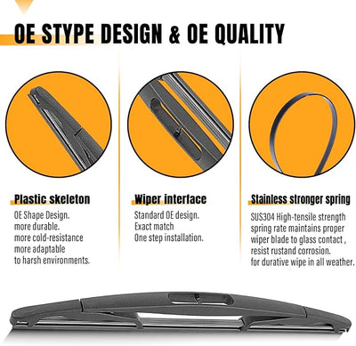 AUTOBOO 12 Inch Rear Wiper Blade Replacement for Ford Flex 2019-2009 Escape 2012-2008 -BACK Windshield Wiper Blade -Original Factory Quality (Pack of 1)