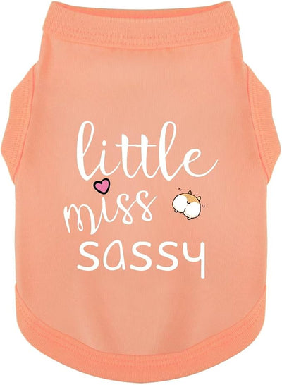 Paiaite Dog Clothes Fashionable Sleeveless Pet Vest: 'Little Miss Sassy' Printed Cotton Dog Shirt, Ideal for Small, Medium, and Large Breeds, Ensuring Comfort and Breathability Orange Pink XL