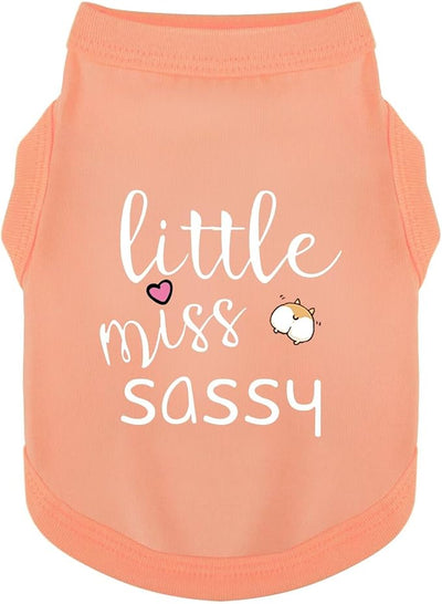 Paiaite Dog Clothes Fashionable Sleeveless Pet Vest: 'Little Miss Sassy' Printed Cotton Dog Shirt, Ideal for Small, Medium, and Large Breeds, Ensuring Comfort and Breathability Orange Pink S