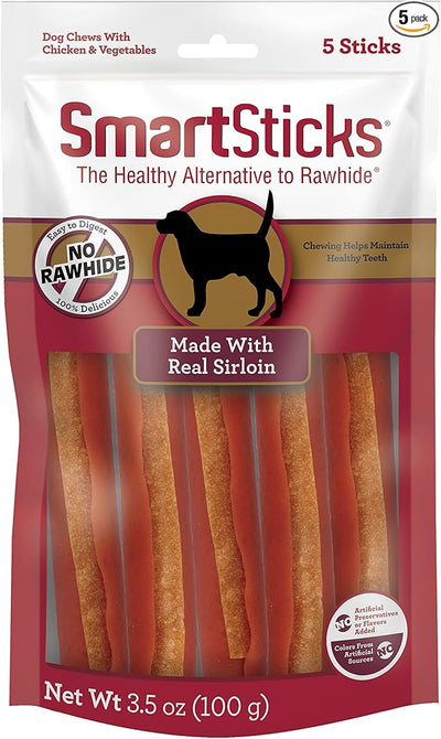 SmartBones SmartSticks with Real Sirloin, 3.5 Ounce (Pack of 5)