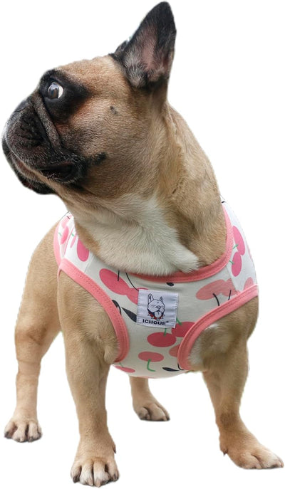 iChoue 100% Breathable Cotton Pug Halloween Cartoon T Shirts Cute Clothes for Dogs Vest Tank Tops Puppy French Bulldog Frenchie English Boston Terrier Cherry - Small