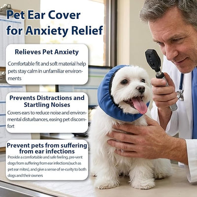 Adhiper Waterproof Dog Ear Muffs & No Shake Ear Wraps for Swim, Bath, Drying, Grooming, Dog Ear-Covers for Sound Noise Protection & Anxiety Relief - Head Circle 7.9-11.8in (Blue/S)