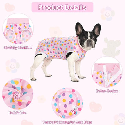 Coppthinktu Recovery Suit for Dogs After Surgery, Dog Onesie Surgery Recovery Suit for Female Spay, Soft Surgical Pajamas Bodysuits for Puppy to Prevent Licking Dog Cone Alternative Dots XL