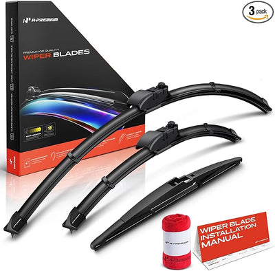 A-Premium 26"+16"+12" Windshield Wiper Blades with Wear Indicator & Towel | Compatible with Lexus NX200t 2015-2017, NX300h 2015-2021, NX300, Front Rear Wipers Blade Set for Gen2V5/RL2 Arm, Pack of 3