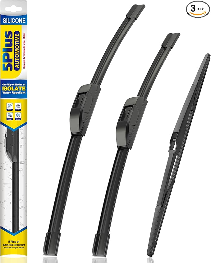 5 PLUS® Silicone Windshield Wipers Replacement for Toyota Prius 2010-2015 Toyota Prius Plug-In 2012-2015 Wiper Blades(Set of 3),Automotive Replacement Windshield Wiper Blades For My Car-26"/19"/16"