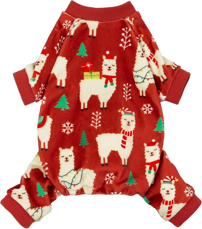 Christmas Alpaca Dog Pajamas, Christmas Clothes for Small Dogs Boy Girl, Holiday Pet Outfit, Red, Green, White, XXL