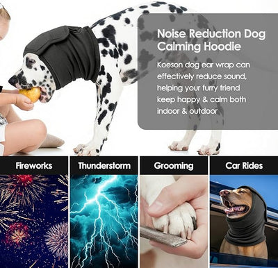 KOESON Dog Calming Hoodie, Soft No Shake Ear Wraps for Dogs, Adjustable Dog Ear Muffs Noise Protecion, Head & Neck Covers for Dogs for Thunder, Firework, Grooming, Separation Anxiety, Hematoma