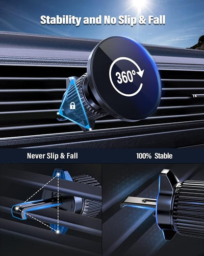 Magnetic Car Mount Charger 15W Magnetic Wireless Car Charger for iPhone 17 Accessories Magnetic Phone Holder for Car 3 in 1 Magnetic Car Mount for iPhone17Pro/16/15/14/13/12 Series Gifts for Men Women