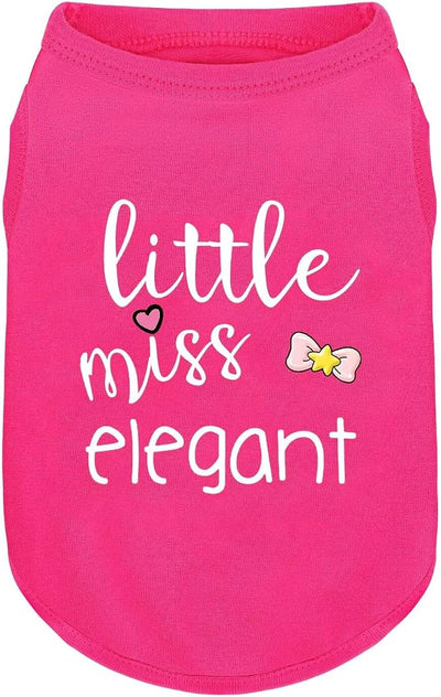 Pink Cotton Dog Shirt with 'Little Miss Elegant' Print, Soft & Breathable Pet Apparel for Small to Large Dogs, All-Season Sleeveless Vest, Cute and Comfortable Dog Outfit.Pink Bow 4XL