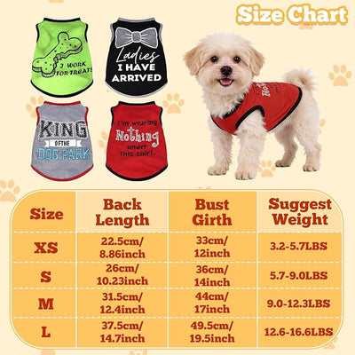 hoyuwak 4 Pieces Pet Shirts Funny Dog Printed Clothes Cool Breathable Puppy Sleeveless Vests Dog Outfit for Summer