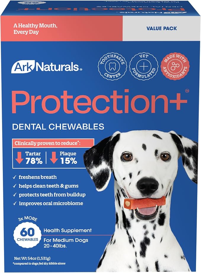 Protection+ Brushless Toothpaste – Medium Breeds, 54oz Bag – Dog Dental Chew with Toothpaste Center – Prevent Plaque & Tartar and Freshen Breath with Dental Chews for Dogs