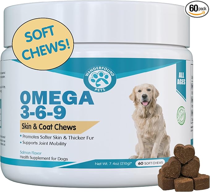 Omega 3 for Dogs, Skin and Coat Fish Oil, Dog Itch Relief, Soft Chews