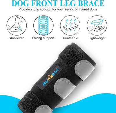 Dog Brace Front Leg Wrist Support, Canine Dog Carpal Brace Splint, Prevents Injuries and Sprains, Protects Carpus Joint Wounds Heals, Helps with Loss of Stability Caused by Arthritis(Pair)
