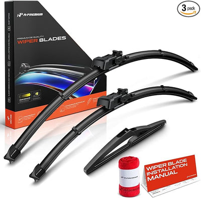 A-Premium 26"/19"/10" Windshield Wiper Blades Compatible with Nissan Pathfinder 2022-2024 - Front Rear Wipers Blade Set for TLP/Snap Claw Arm Connector, with Wear Indicator & Towel (Pack of 3)