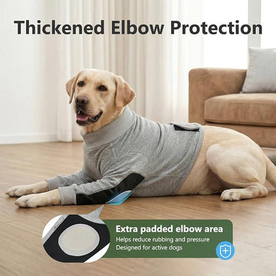 Dog Recovery Suit for Front Legs, Dog Elbow Protector with Padded Elbow Coverage to Stop Licking, Front Leg Sleeve for Hot Spots, Wounds, Hygroma, Calluses & Post-Surgery Care,Grey,M