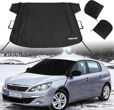 Car Windshield Cover for Ice and Snow, Heavy Duty 600D Oxford Automotive Front Windshield Frost Cover with Side Mirror Covers for Winter, All Weather Car Protector Fit Most Cars Vans SUVs