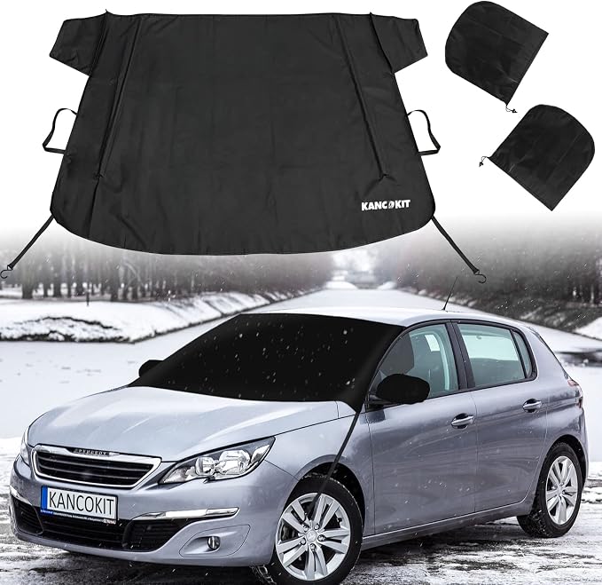 Car Windshield Cover for Ice and Snow, Heavy Duty 600D Oxford Automotive Front Windshield Frost Cover with Side Mirror Covers for Winter, All Weather Car Protector Fit Most Cars Vans SUVs
