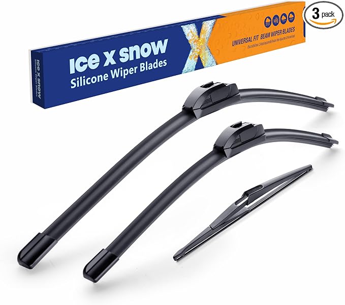 ICEXSNOW® Silicone Windshield Wiper Blades Replacement for 2008 2009 2010 2011 2012 2013 Nissan Rogue (Pack of 3) Automotive Replacement Windshield Wiper Blades,26"+14"+12"(J)