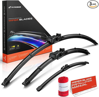 A-Premium 26"+16"+11" Windshield Wiper Blades with Wear Indicator & Towel | Compatible with Lincoln MKC 2015 2016 2017 2018 2019, Front Rear Wipers Blade Set for TL2/FR_DH Arm Connector, Pack of 3
