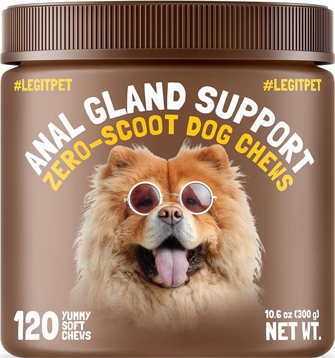 Anal Gland Relief Chews for Dogs Fiber & Digestive Support Supplement Soft Treats for Healthy Bowel & Gland Function Helps Reduce Scooting Promotes Dog Health & Comfort 120 pcs