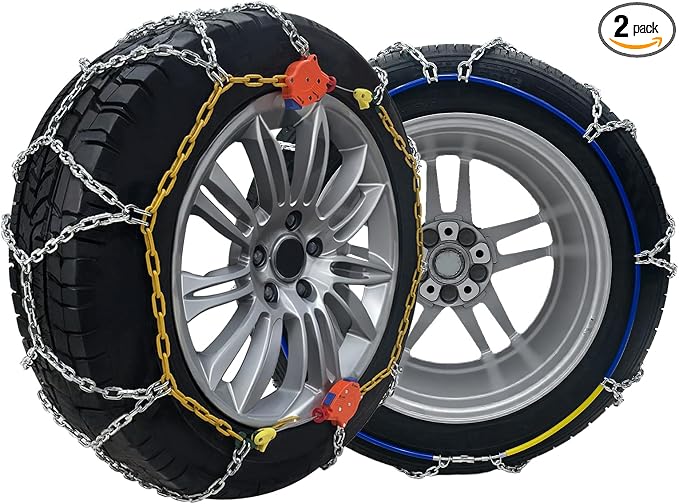 232405 Adjustable Snow Tire Chains for Light Truck, SUV, Cars, Pickups, 2 Pack Anti-slip Snow Chains for Pickup Trucks Winter Tire Chains 235 245 255 265 275 - Series 232405