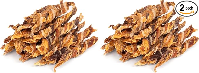 Dog Treats, Triple Flavor Jerky Twist Sticks, 5-7 Inch Chicken Duck and Codfish Sticks Chews for Small Dogs, Healthy Snacks, 17.64 oz (25 Count-Pack of 2)