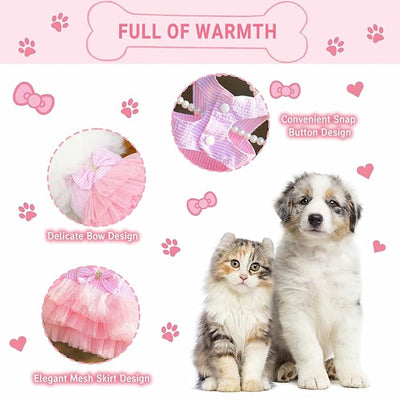 Dog Dresses, Fashion Pet Dog Clothes, Striped Mesh Puppy Dogs Princess Dresses (Pink/Blue/Denim(3pack), Large)