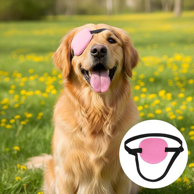 2pcs Eye Patch for Dogs, Adjustable Dog Eye Patch, Soft and Comfortable Eyes Patches, Used for Postoperative Eyes Injuries in Medium and Large Dogs, Rose red