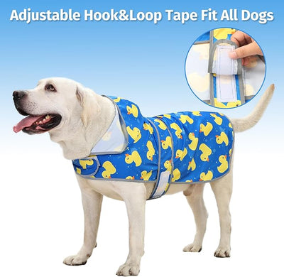 Dog Raincoat for Large Dogs Waterproof Jacket Hooded Rain Coats with Reflective Strips Leash Hole & Poncho Adjustable Fit (ShinyDuck,XL)
