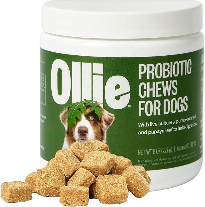 Belly Rubs, Probiotic Dog Chews, Digestive Health, Natural Ingredients, for Upset Stomach Relief, Appx. 60 Count