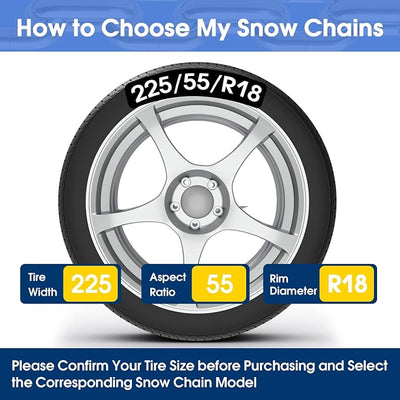 Auto-Fixing Snow Chains, 30s Quick Fit Easy Installation Tire-Chains, Portable Reusable High Carbon Steel Anti Slip Tire Chain for Passenger Car, Pickup Trucks and SUV - Set of 2