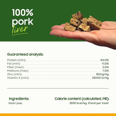 smallbatch Freeze Dried Dog Treats, Pork Liver Treats for Dogs & Cats, High Protein, Single Ingredient Dog Treat for Training or Food Topper, Natural, Humanely Sourced Meat, Made in the USA, 3 oz