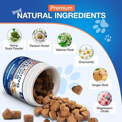 Calming Chews for Dogs - Advanced Неmр Dog Calming Chews- Anxiеty Rеlief Treats for Composure, Separation, Barking, Thunderstorms, Stress Rеlief - Hiр and Jоint Supplement -180 Soft Treats