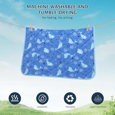 IEUUMLER Washable Pee Pads for Dogs, 1 Pack Non-Slip & Waterproof Pack Whelping Pad, Reusable Washable Puppy Potty Training Pad with Fast Absorbent for Playpen EU007 (Dolphin, 48"X48"-1pcs)