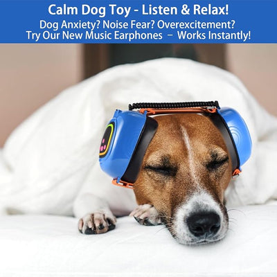 Dog Music Headphones for Anxiety Relief Fireworks Thunder Noise Blocking Earmuffs with Sound Isolation Calming Classical ASMR Music for Dogs – Pet Ear Muffs (Blue, M)