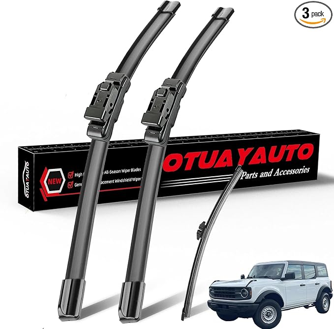 OTUAYAUTO Windshield Wiper Blades Replacement for Ford Bronco Sport 2021-2024 All-Extreme Weather Performance Quiet No Trace Front and Rear Wipers Top Lock 22"+20"+10" (Pack of 3)