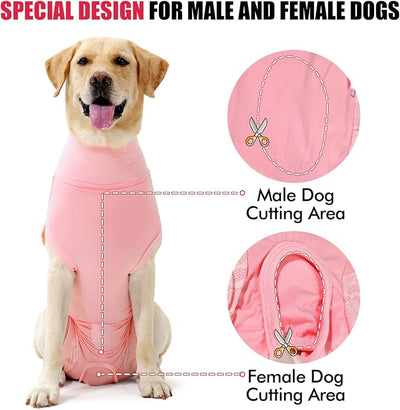 Dotoner Dog Surgery Recovery Suit for Male Female Neuter Anti-Lick Abdominal Wounds Bite Protective Outfit Alternative E-Collar & Cone Breathable Spay for Medium Large Dogs